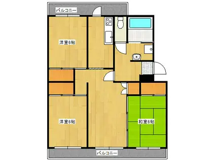 ユートピア真崎B棟(3LDK/2階)の間取り写真