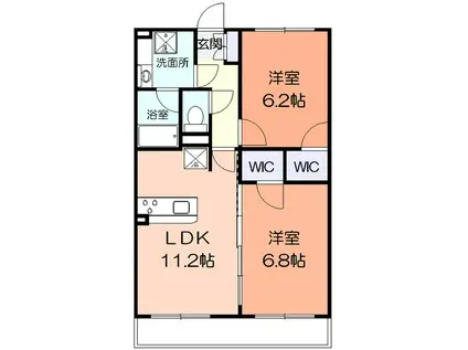 エトワール(2LDK/5階)の間取り写真
