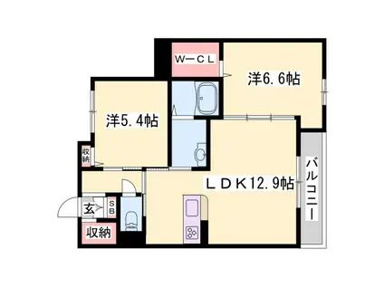 シャーメゾンきた(2LDK/3階)の間取り写真