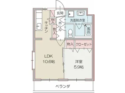 ヒスイコーポ(1LDK/3階)の間取り写真