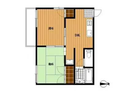 フォルテーヌメイク(2DK/2階)の間取り写真