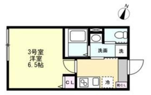 ベイルーム相模原LINO(1K/2階)の間取り写真