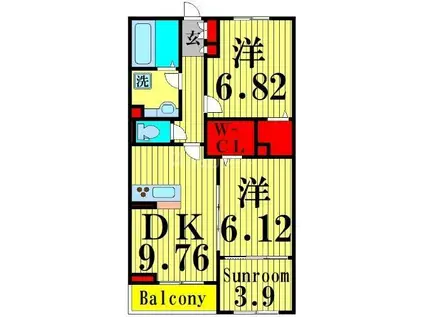 ARK BLISS六町(2DK/2階)の間取り写真