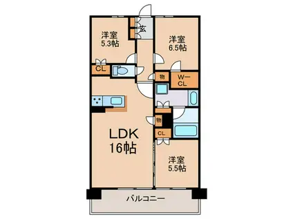 京都桂川つむぎの街ブライトスクエア(3LDK/2階)の間取り写真
