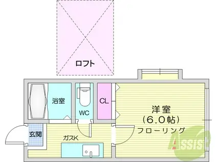 ホワイトキャッスル八乙女Ⅰ(1K/2階)の間取り写真