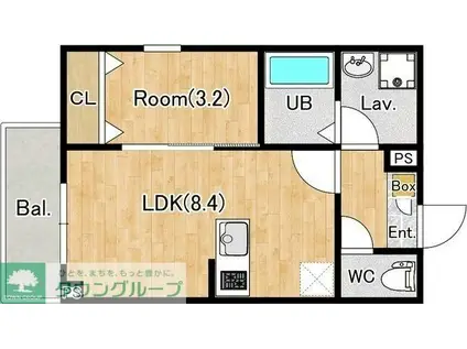 ジーメゾン所沢若狭(1LDK/3階)の間取り写真