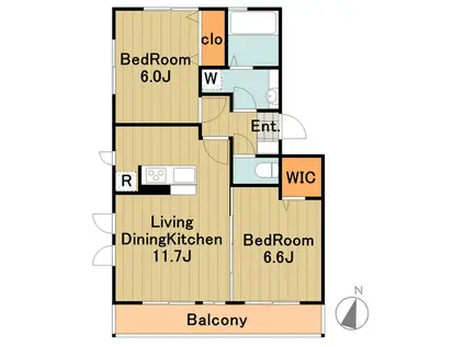 ルーベリエ(2LDK/3階)の間取り写真
