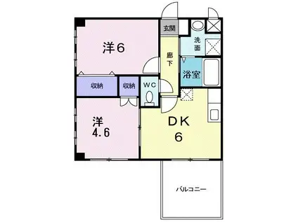 コンフォートヒルIV(2DK/2階)の間取り写真