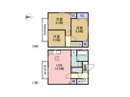 BRUGGE(3LDK/1階)の間取り写真