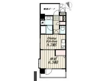 ライオンズマンション浅草雷門(1DK/5階)の間取り写真