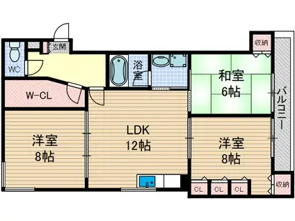 サンシャイン茨木パート2(3LDK/2階)の間取り写真