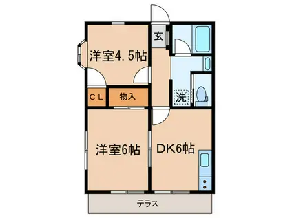 フリーデンハイム(2DK/1階)の間取り写真