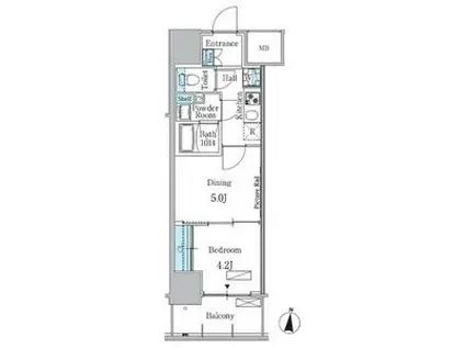 パークアクシス名古屋山王一丁目(1DK/12階)の間取り写真