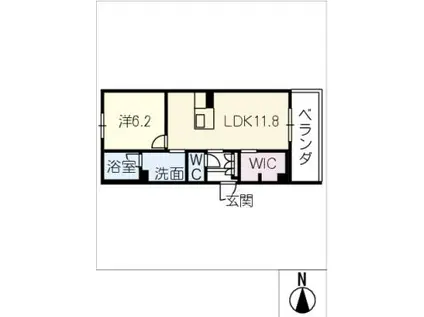シャーメゾン西岐阜(1LDK/2階)の間取り写真