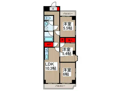 スペース21春日部(3LDK/2階)の間取り写真