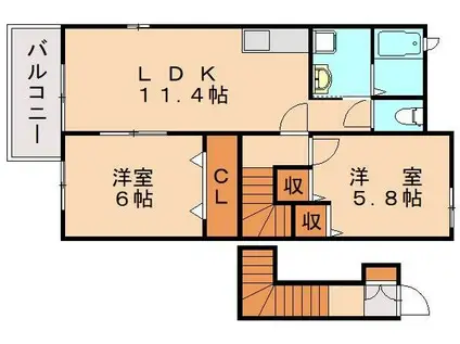 ブライト・ステージI番館(2LDK/2階)の間取り写真