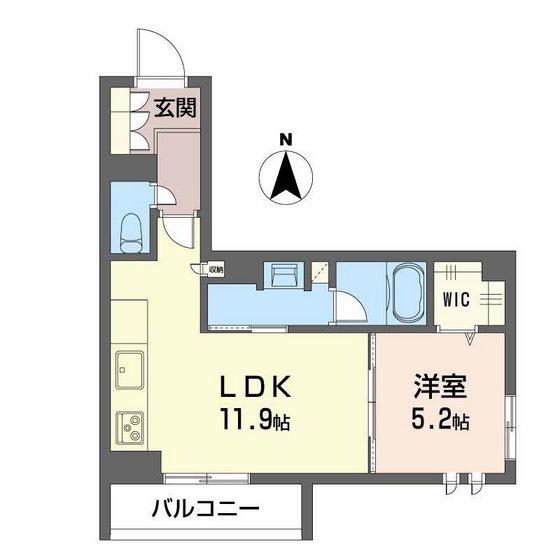 ユーグレイス東島田(1LDK/2階)の間取り写真