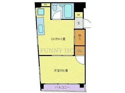 KMビル上北沢(1DK/4階)の間取り写真