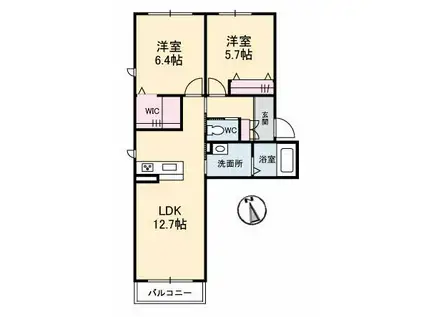 SUPREME福富(2LDK/2階)の間取り写真