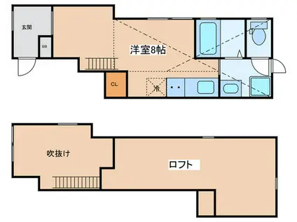 ポルタ・アズーリ(ワンルーム/1階)の間取り写真