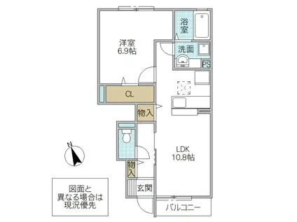 ドッグ グレイス コート(1LDK/1階)の間取り写真