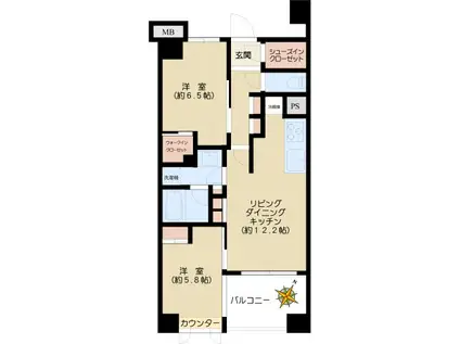 プレミスト文京千石(2LDK/2階)の間取り写真