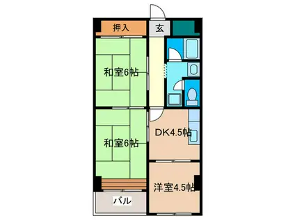 南市岡港友マンション(3DK/4階)の間取り写真