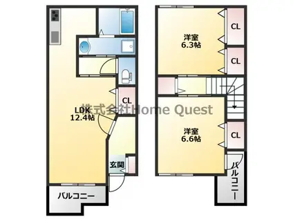 リヴェール(2LDK/1階)の間取り写真