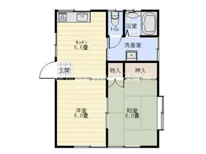 誠コーポII(2DK/2階)の間取り写真