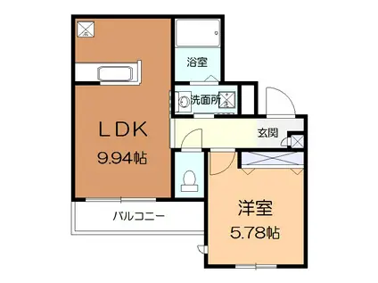 オスカーAL(1LDK/1階)の間取り写真