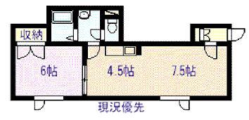 レイトンハウスII(1LDK/1階)の間取り写真