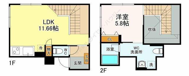 ブライト住吉(1LDK/4階)の間取り写真