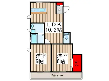 FORTUNA(2LDK/2階)の間取り写真