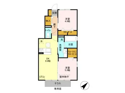 ERBENHEIMII(2DK/1階)の間取り写真