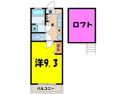 コンフォート高崎(1K/2階)の間取り写真