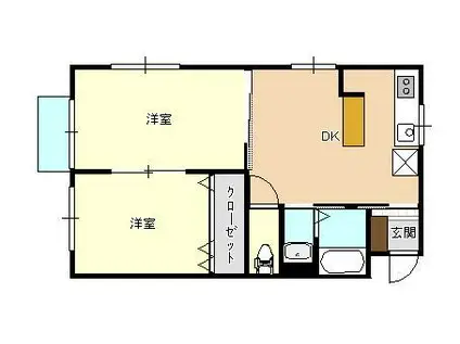 サンメゾン(2DK/2階)の間取り写真