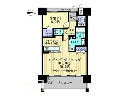 アルファステイツ問屋町II(1LDK/12階)の間取り写真