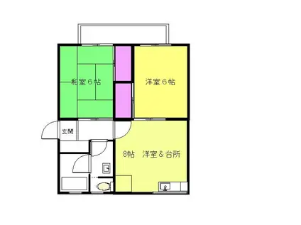 コテージ樹林(2DK/1階)の間取り写真