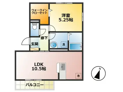 オリーブ(1LDK/1階)の間取り写真