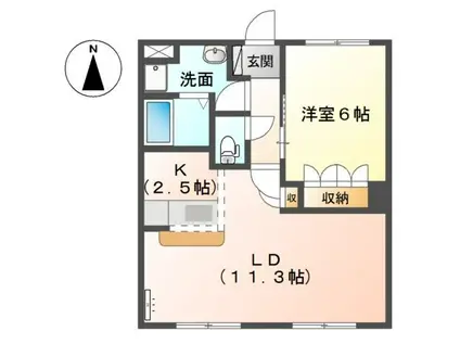 LR.サウスWAVE(1LDK/1階)の間取り写真