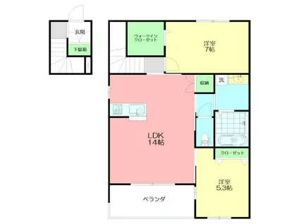 CREA(2LDK/2階)の間取り写真