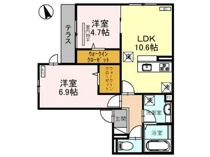 BRILLANTE(2LDK/1階)の間取り写真