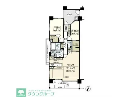 パークホームズ鷺沼南ブライトアヴェニュー(2LDK/4階)の間取り写真