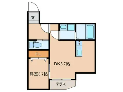 GRAND PALACE 六本松C(1LDK/1階)の間取り写真