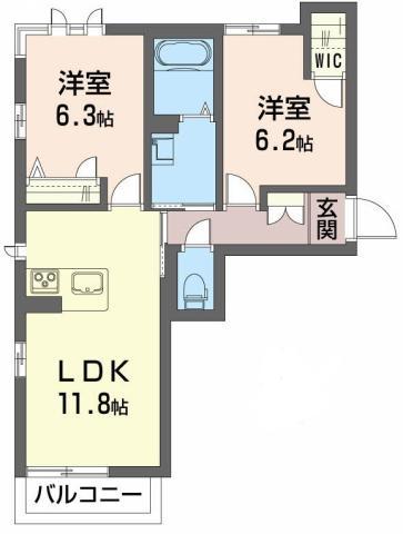 BEREOCOMFORTKITASHIMADAB(2LDK/2階)の間取り写真