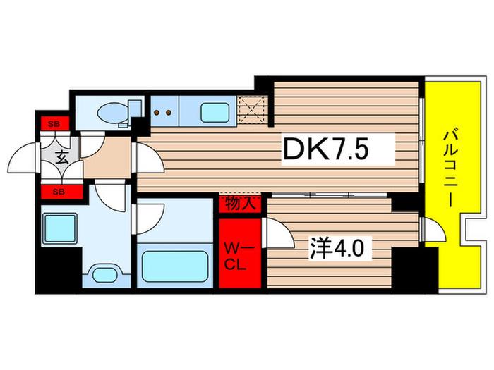 シーズンフラッツ両国サウス(1DK/1階)の間取り写真
