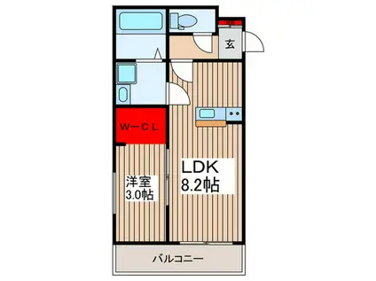 LIBRA浦和美園(1LDK/1階)の間取り写真