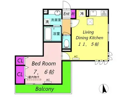 AMOUR(1LDK/3階)の間取り写真