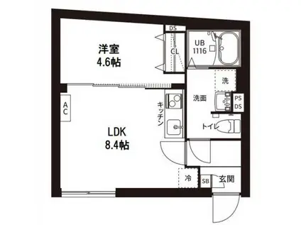 レピュア曙橋駅前レジデンス(1LDK/1階)の間取り写真