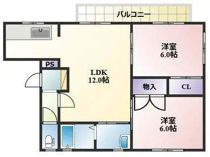 ファミーユ伊丹(2LDK/1階)の間取り写真